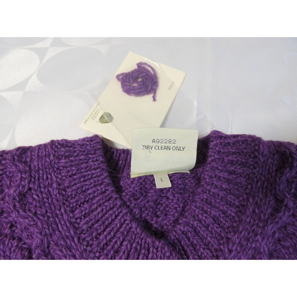 Kilronan Knitwear Women's Cardigan Royal Purple Merio Wool Sweater L NWT - Picture 2 of 11